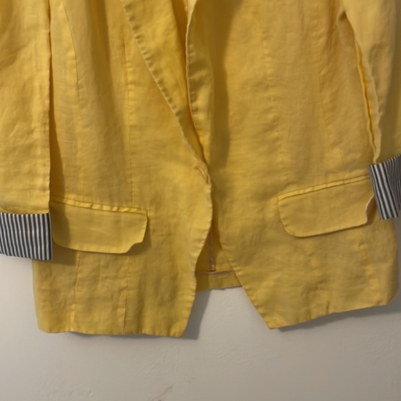 Countess large yellow business jacket blazer striped arm cuffs - Picture 2 of 7